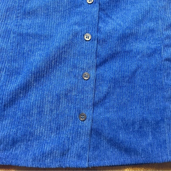 Day+Moon Sweetheart Blue Corduroy Button up Mini Dress Size Medium - Picture 9 of 15